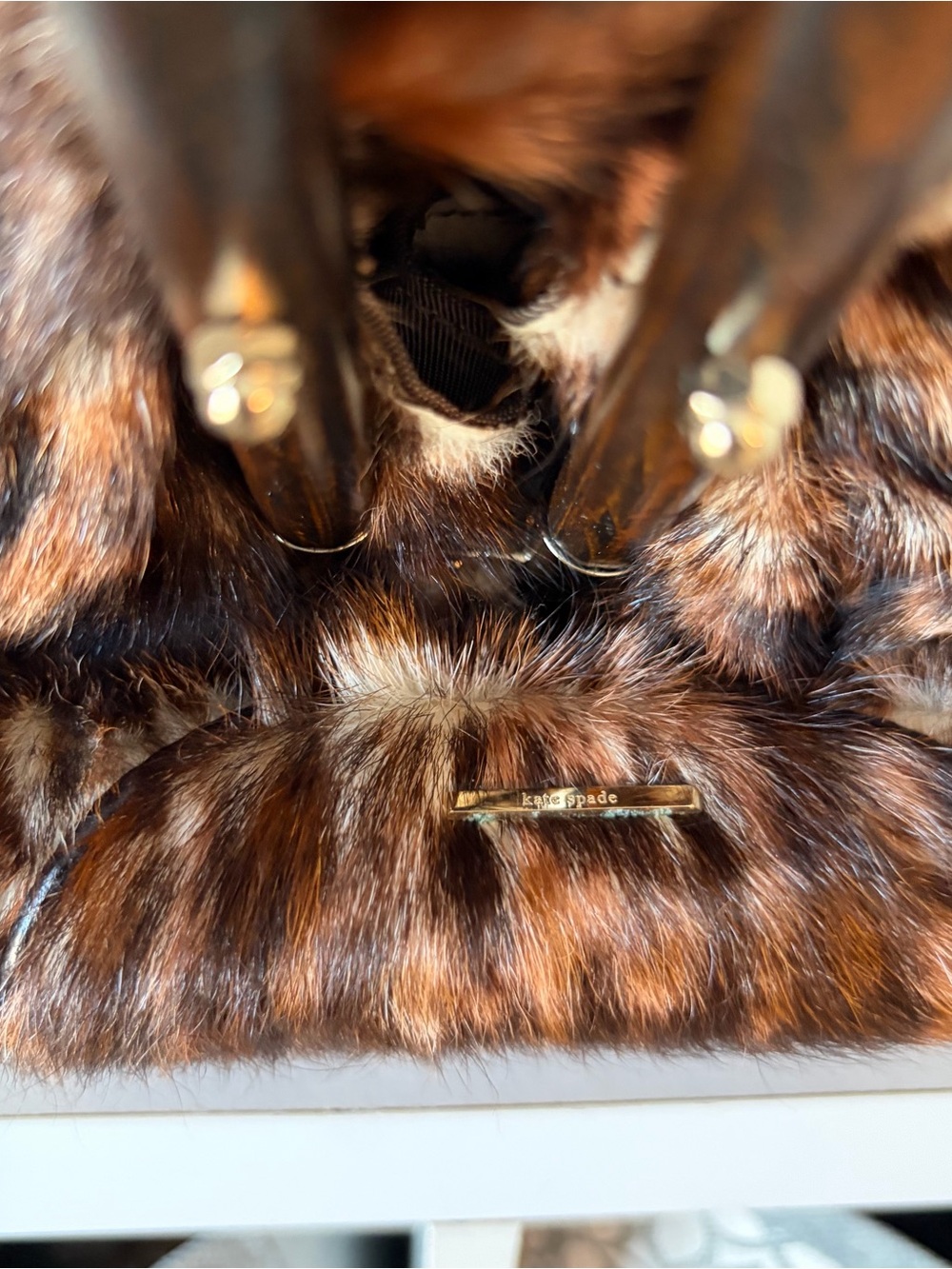 Kate Spade *RARE* Maya Y2K Faux Fur Leopard Print Handbag - Picture 6 of 10